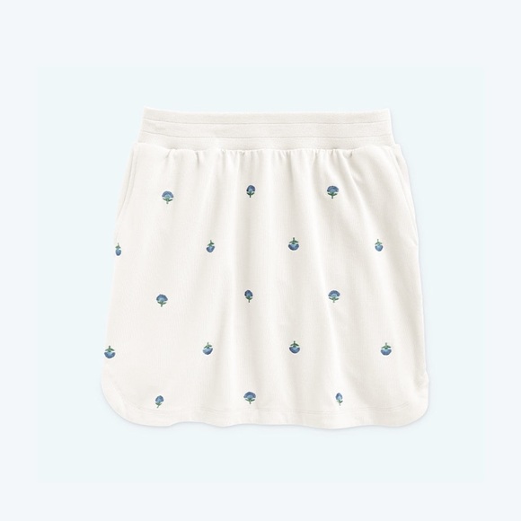 Summersalt The Softest French Terry Pull-On Skirt Sand Floral Stitch - Picture 1 of 9